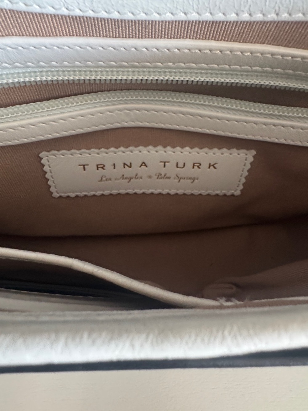 Trina Turk Black Shoulder Bag with White Trim and Buckle - Picture 2 of 6